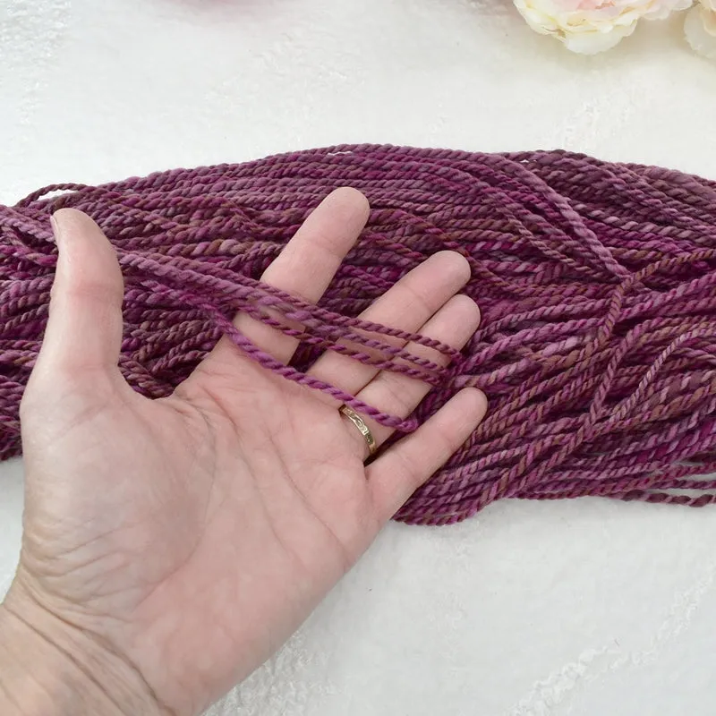 Hand Spun Tasmanian Merino Wool Chunky Yarn in Red Wine
