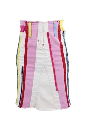Iceberg Vintage Y2K Multicolored White Denim Patchwork Skirt, 2000s