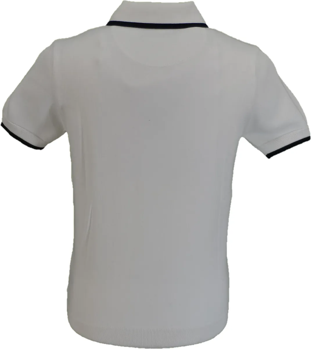 Trojan Records Mens Ecru Diamond Zipped Knitted Polo Shirt